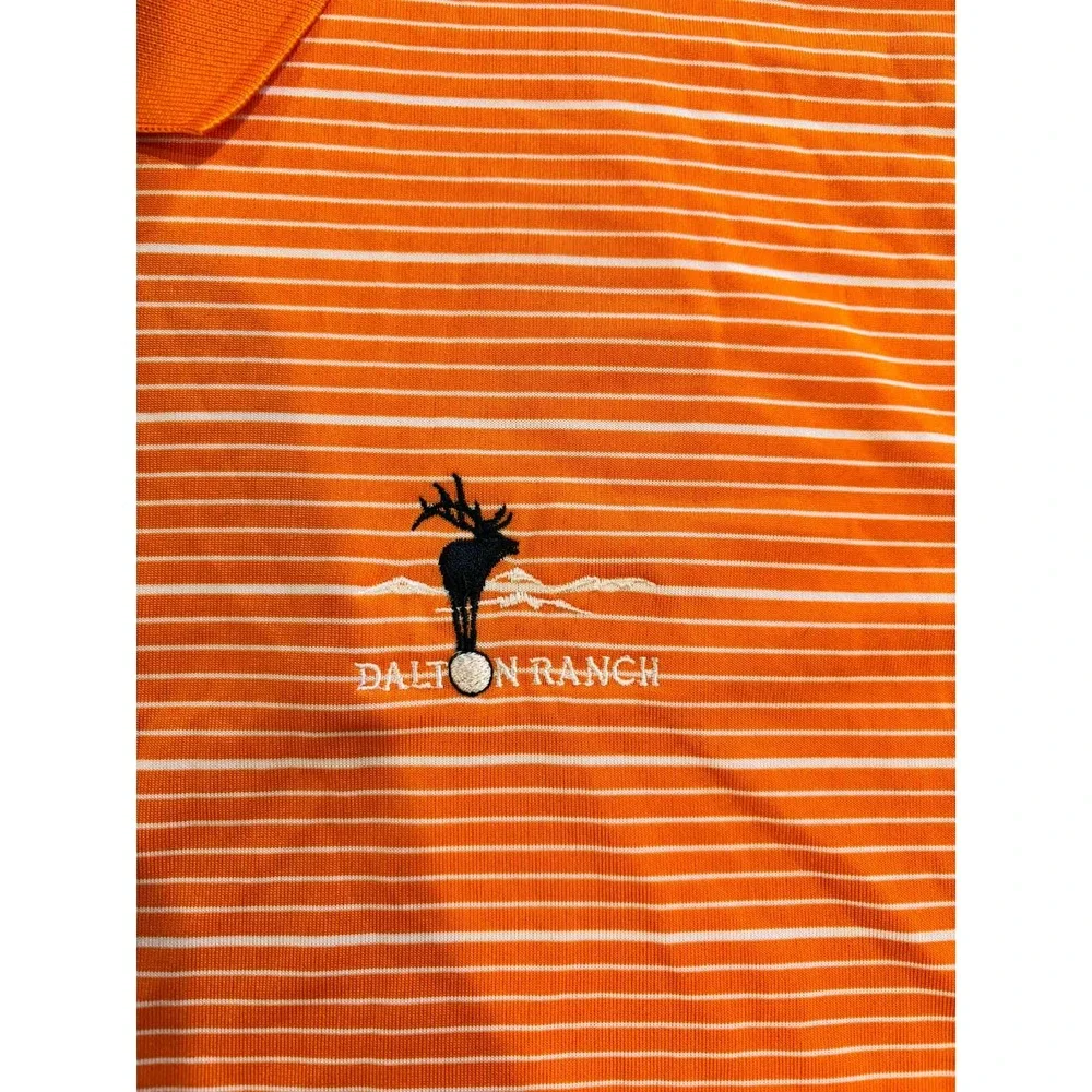 Adidas Golf Mens Climalite Polo Shirt Orange White Striped Dalton‎ Ranch Large